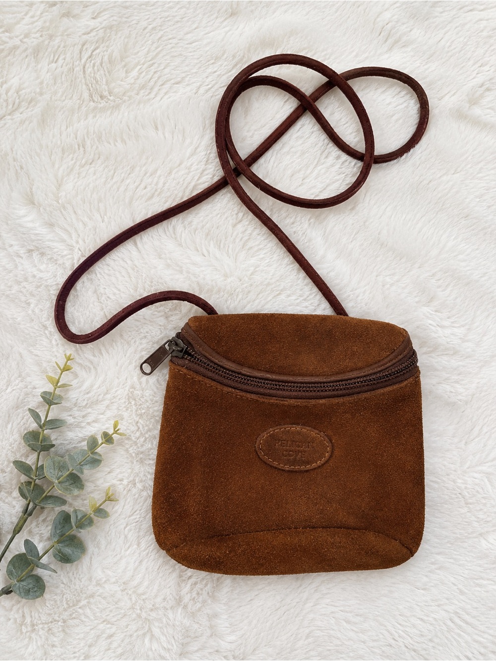 Vintage pelican cove Brown Suede Crossbody Bag